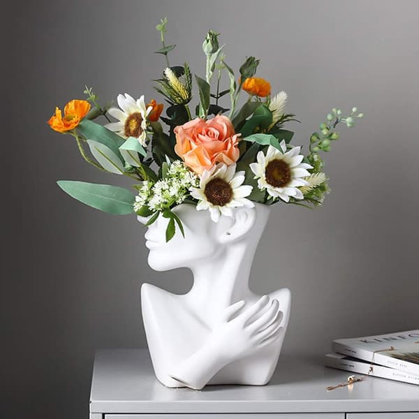 Keramisk Statue Vase Byste Hodeform for Bursdagsgaver, Hjemme- og Kontordekorasjon
