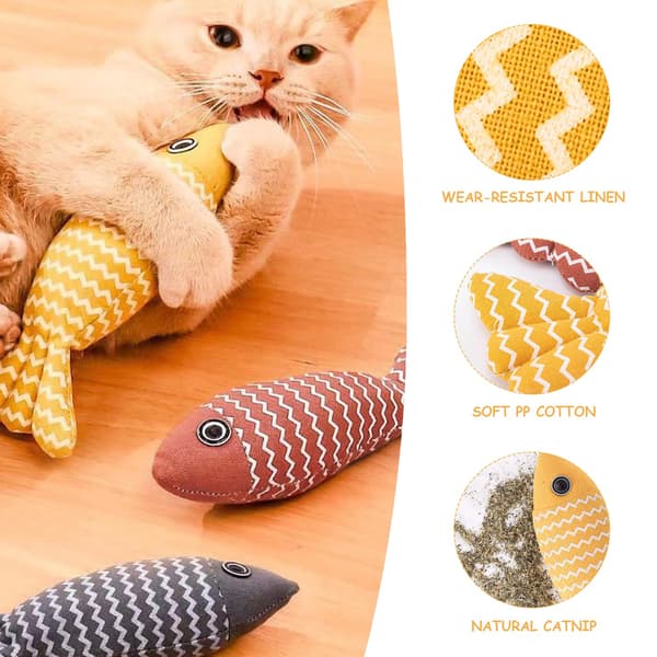Fiskformade leksaker för husdjur, tuggleksaker för husdjur, plyschleksaker för husdjur, 3-pack