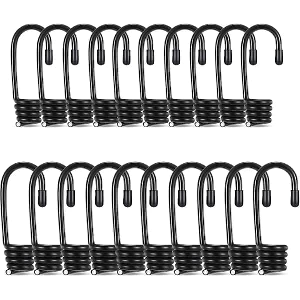 20 stk. sortbelagte Bungee Cord Kroge 1/4 & 3/8 tommer tråd elastisk reb krog sæt