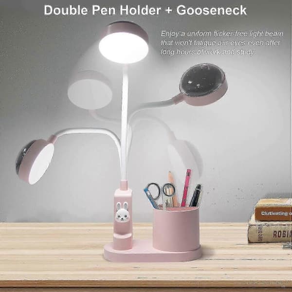 Table Lamp Kids Bedside Lamp With Pen Holder Dimmable Rechargeable LED Reading Lamp[PB]