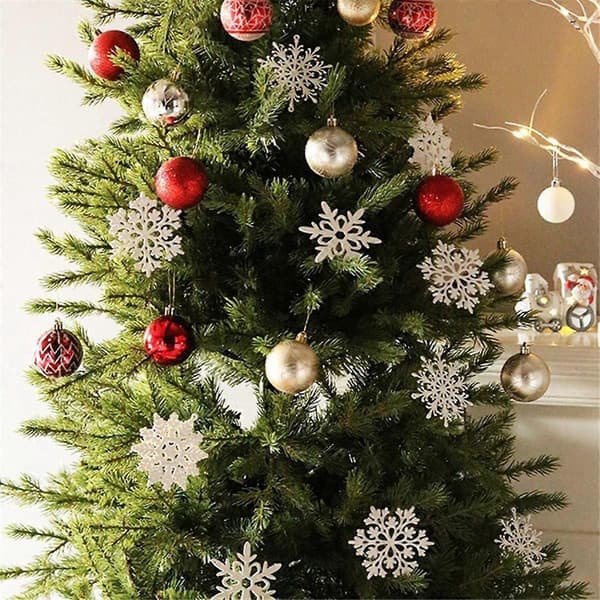 40-pack Glitter Snowflake Christmas Tree Ornaments Christmas Tree Hanging Decoration Atmosphere Charm Home