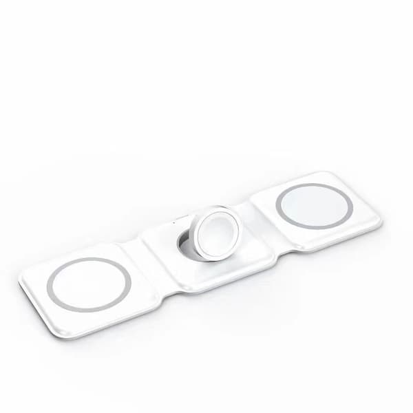 White Foldable iPhone Wireless Charging Pad, 3 in 1 Compact Wireless Charging Stand, Applicable to Portable Wireless Charging Station Mat for iWatch/