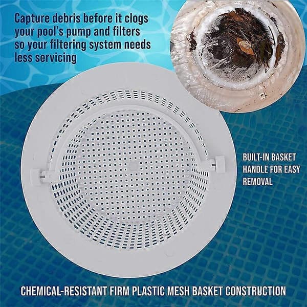 Replacement Pool Skimmer Basket with Handle, 2-Pack - Skimmer B for Above Ground Pool (FMY) White White