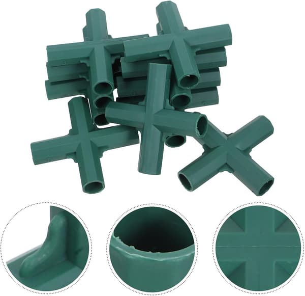 10-pack PVC 16 mm korskopplingar för montering av trädgårdsramar och bevattningssystem - Flexibla fyrvägskopplingar för grödor