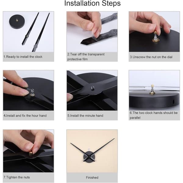 Large Wall Clock Hands 31.5 cm Simple Black Without Number Mechanism for DIY Frameless Clock with Long Hands