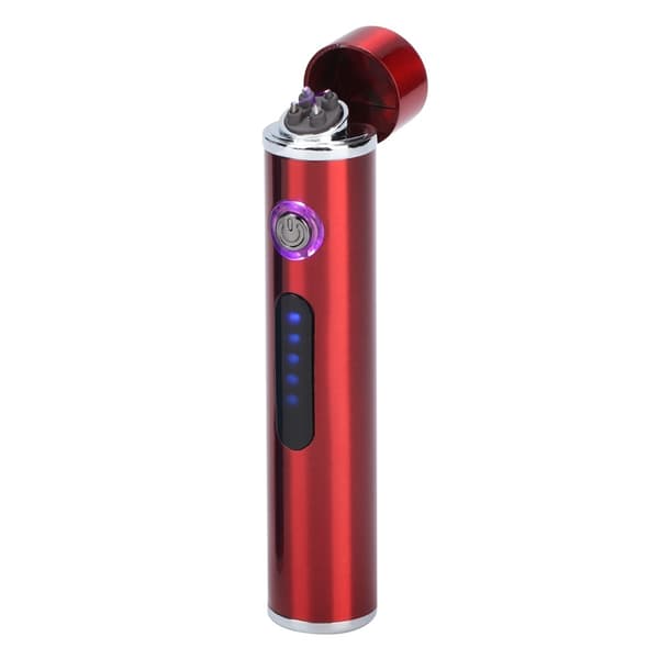 Bærbar USB elektrisk lighter, vindtæt, LED, rød, til grill og køkken