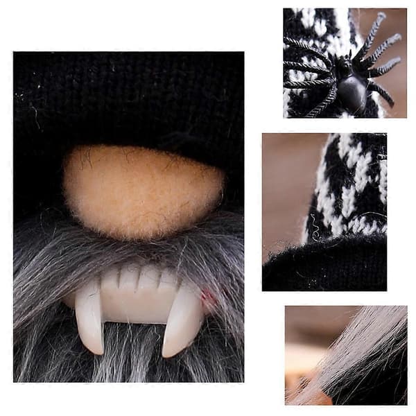 Halloween Plys Ansigtløs Nissepynt, Sort/, Perfekt gave til børn