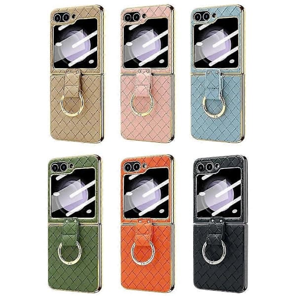 Vävt PU-telefonfodral med metallring för Samsung Galaxy Z Flip5