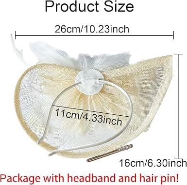 Elegant Fascinator Hat til Kvinder Bryllup Fjer Hårklemme Tilbehør