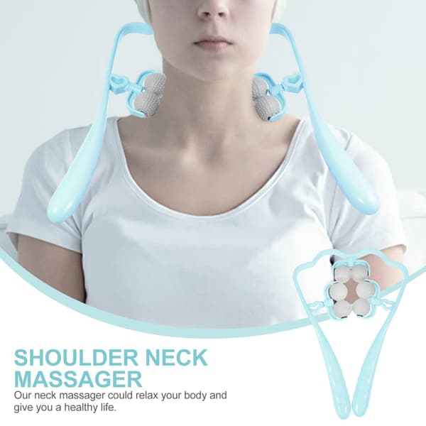 Neck Massage Roller Neck and Shoulders for Muscle Relief Blue
