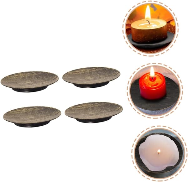 4st Scented Candle Tray Iron Art Black Round Candle Holder for Home Decor