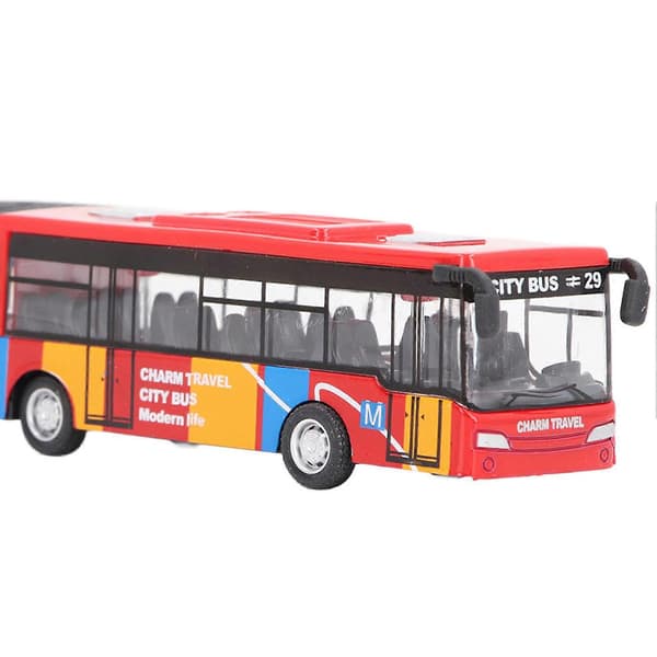 Pull Back Alloy Bus Extended Length Full Function Solid Structure Educational Alloy Bus Vehicle Model Toy Red (FMY)