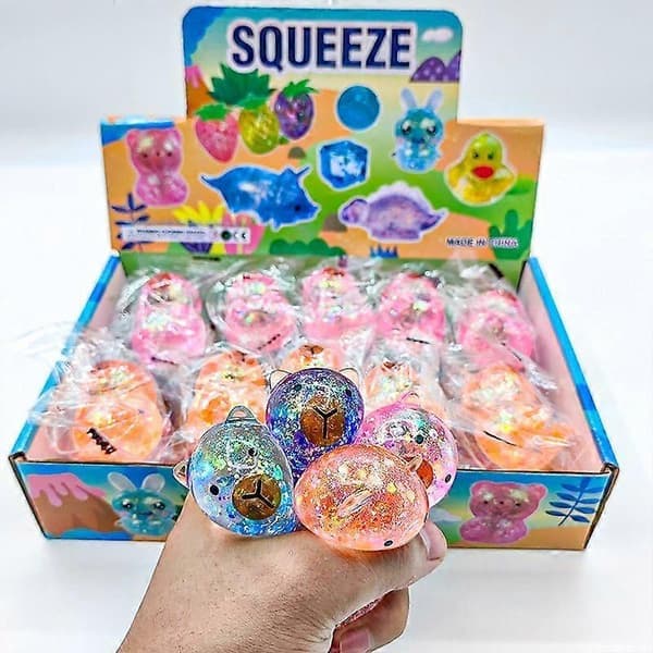 Pakke Glitter Squishy Klemmebolde, Tilfældig Farve, Bløde Glitrende TPR Klemmelegetøj, Søde Kawaii Dyre Sensoriske Legetøj Festgave til Børn