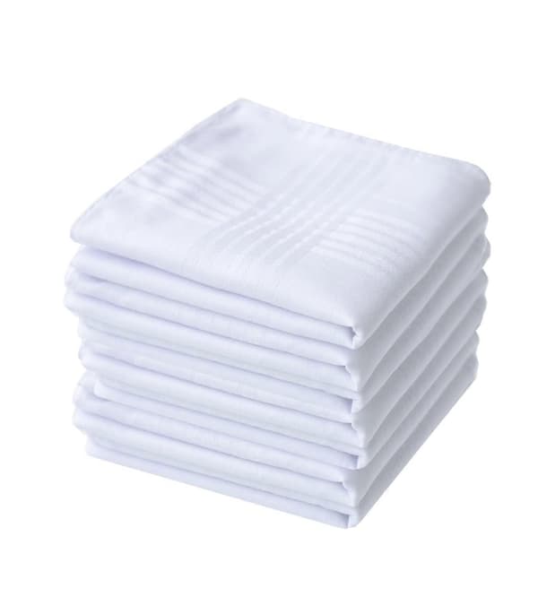 White Cotton Handkerchiefs, 12-pack - 100% Soft Cotton Fabric, Durable and Stylish for Everyday Use