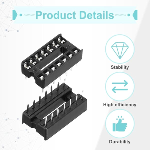 80 stk. DIP IC Chip Sokkel Adapter 14 ben Sortiment Sæt 2,54 mm/0,1\" Pitch til Breadboard Projekt, PCB Board Design Brown
