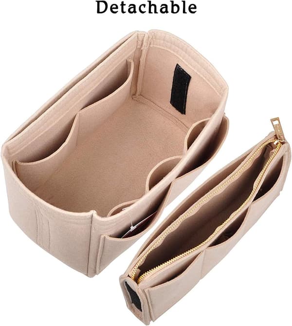 Filtväska Organizer, Damhandväskor Förvaringsväska med Dragkedja (Beige)