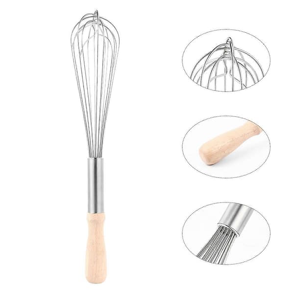 Visp i rustfritt stål med trehåndtak for baking