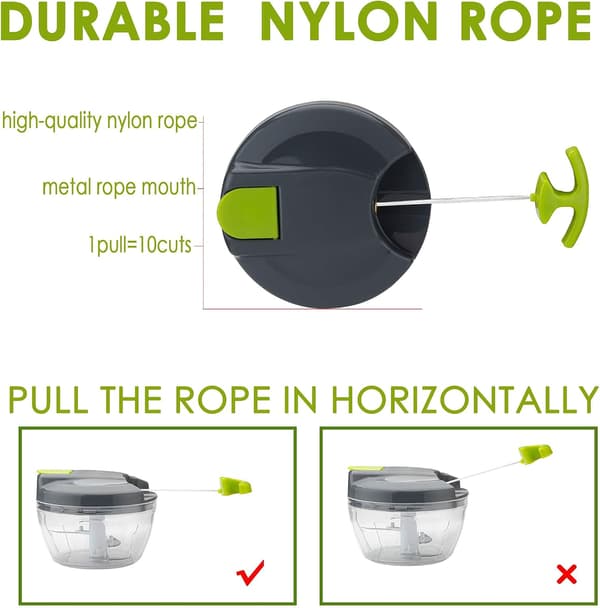 Multifunctional Manual Food Chopper and Processor with Handle and Lid, Vegetable Chopper, Garlic Chopper
