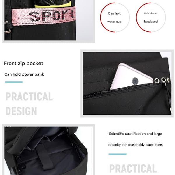 New StrayKids Seungmin Peripheral Same Style Chain Backpack USB Rechargeable Leisure Bag Travel Backpack