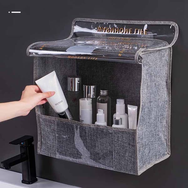 Bedroom, Clothes Storage Box, Bathroom, Hanging Folding Multifunctional Storage and Finishing Box, Grey