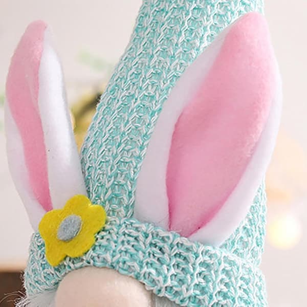 11\" Suede Easter Bunny Gnome with Egg | Scandinavian Spring Decoration for Trays | Blue