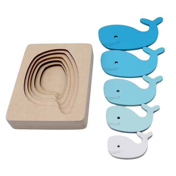 Träpussel för barn, Montessori-leksaker för spädbarn, pussel