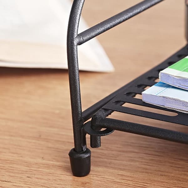 Two-layer desktop storage shelf vertical pattern desk shelf simple bookshelf free perforated iron bookshelf