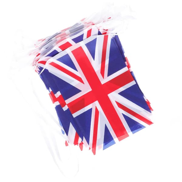 Genanvendelig velegnet til indendørs og udendørs brug Britisk haveflag vimpelbannere lavet af robust polyester