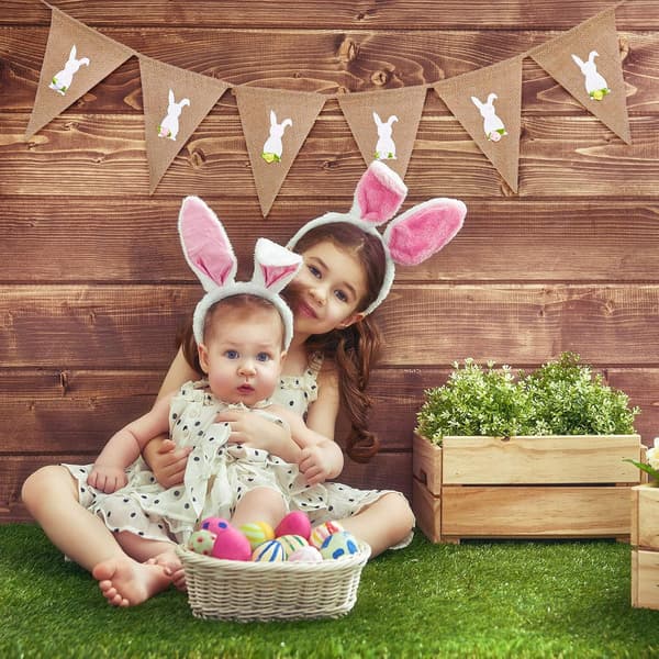 Easter Burlap Banner, Easter Bunny Garland, Decoration for Easter, Fireplace, Home Office, School, Outdoor Party