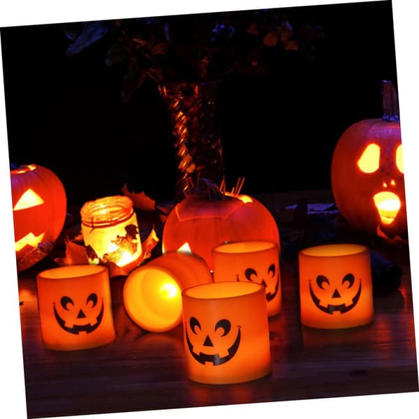 6-pakning LED-gresskar-telys Halloween-dekorasjon innendørs