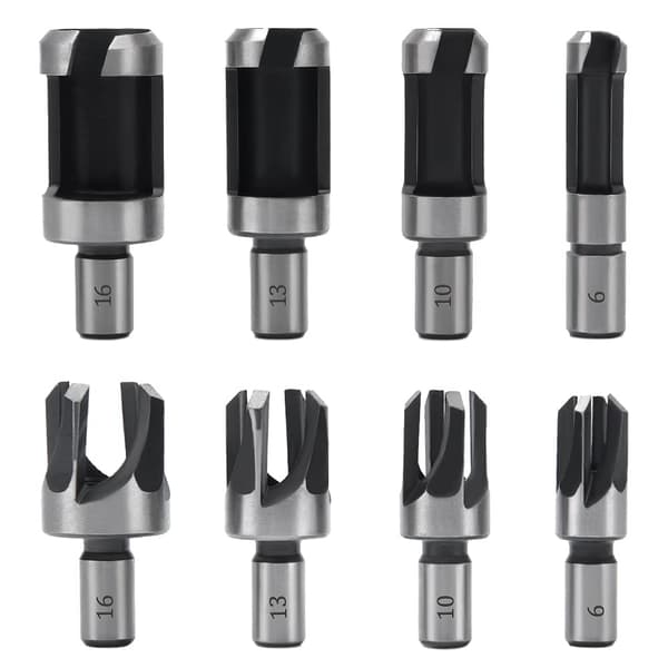 8-delt propfræser, propbits 6mm/10mm/13mm/16mm, kulstofstål, bor til træbearbejdning