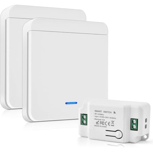 10A 230V Radio Lighting Switch Kit, Wireless Switch, Battery-Free, 200-2000W, Wireless Two-Way Switch