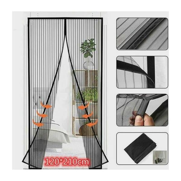 Sort magnetisk dørgardin i 120x210 CM til franske døre Anti Myg Fluer