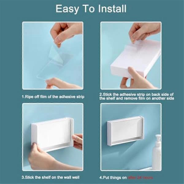 Small Floating Shelf for Wall, Foldable Bathroom Shelf Wall Mount, Bedside Shelf for Phone, Remote Control, Self-Adhesive Shelf, A