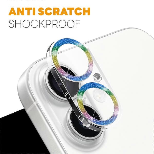 NORTHJO Camera Lens Protector for iPhone 17, Glitter Bling Circles, Tempered Glass HD Clear 3D Full Co
