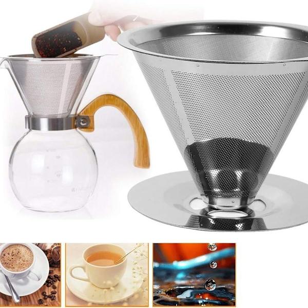 Gjenbrukbart kaffefilter i rustfritt stål, bryggefilter, dryppfilter, trakt KLB