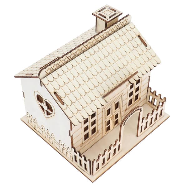 Trä Villa Hus Spargris Pengabox med LED-ljus Heminredning Barnpresent (FMY)