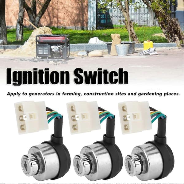 3-pack 6-wire Ignition Switch with Key for 188F/GX390/190F/GX420 Gasoline Generator