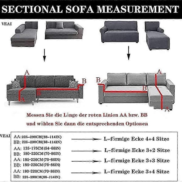 Strækbart sofabetræk til 1/2/3/4-personers & L-formet hjørnesofa, vaskbart polyesterbetræk, grå (FMY)