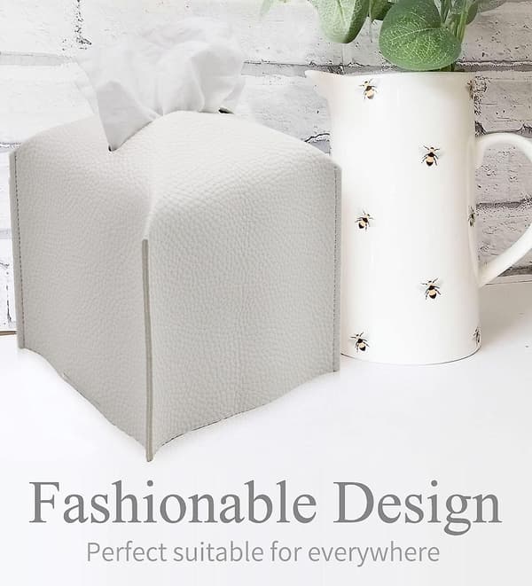 1 pc Tissue Box Cover, Square Decorative PU Leather Tissue Box Holder