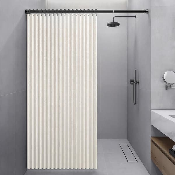 Vattentätt Vikbart Duschdraperi Robust Linne Duschdraperi Magnetremsa Stänksäker Snabbstängning Beige 150 x 200 cm
