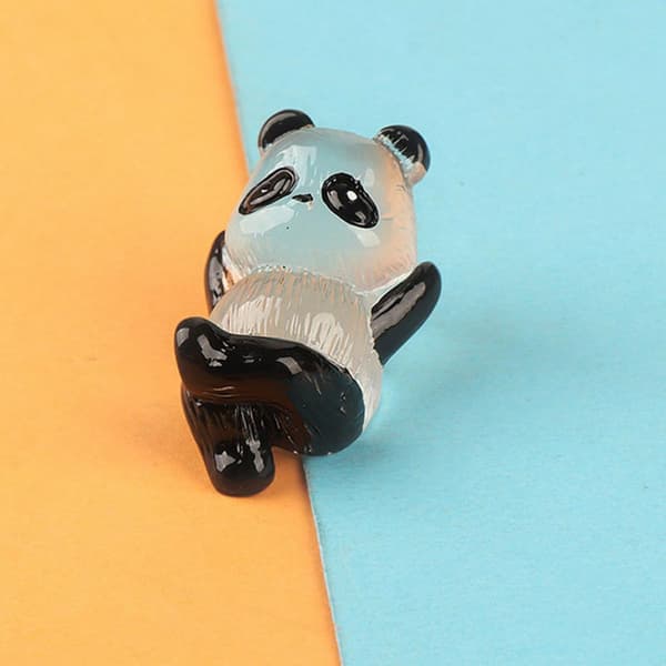 Miniature Panda Figurines Luminous Mini Panda for Garden Micro Landscape Resin Statue Set 10 pcs