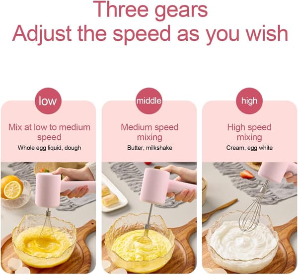 Egg Whisk - Silent Electric Egg Whisk Rechargeable Automatic Mixer Kitchen Baking Cooking Utensil Long Battery Life