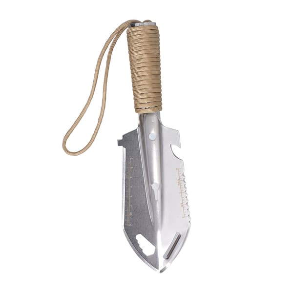 Mini murskje ryggsekkspade multifunksjonell rustfritt stål for hagearbeid planting utendørs overlevelse sølv