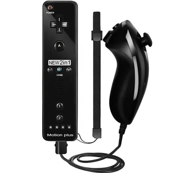 Wii Game Controller 2 in 1 Left and Right Handle Wii Game Controller Built-in Accelerator 2-pack with Nunchuck, Remote Control