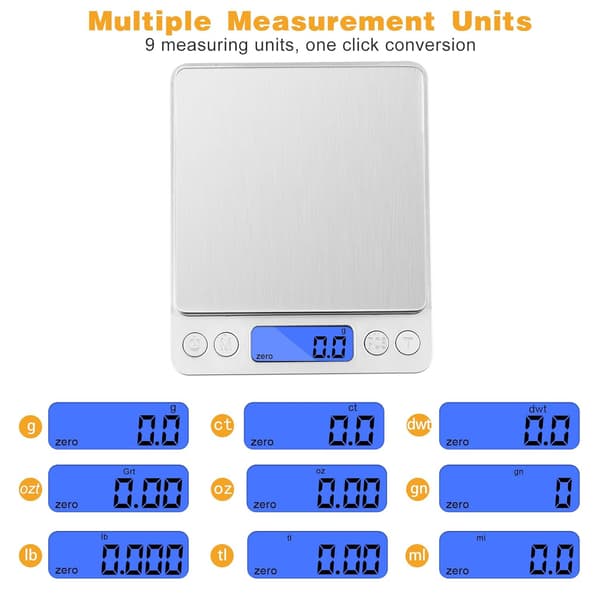3000G/0.1g High Precision LCD USB Rechargeable Digital Kitchen Scale, Pocket Scale, Jewelry Scale, Black