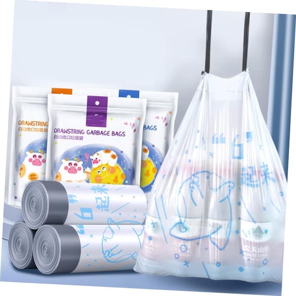 69 Pcs High-Strength Kitchen Trash Bags with Drawstring, 50x55 cm Thick Trash Bags Suitable