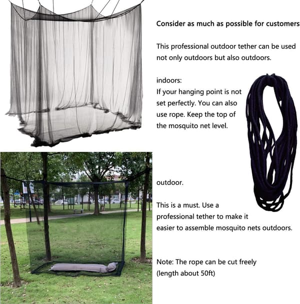 Bedspread Mosquito Net, Four Corner Post Curtain Bedspread Elegant Mosquito Net Set, Hooks and Professional Mosquito Net Rope, Canopy Curtain
