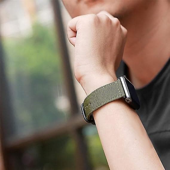 22mm nylon canvas woven loop replacement strap, bracelet buckle attachment adjustable closure