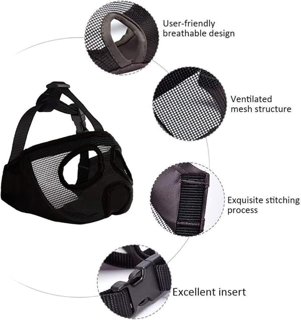 Short Snout Dog Muzzle - Adjustable Breathable Mesh Bulldog Muzzle for
